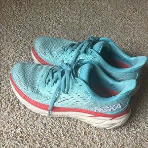 Hoka Women's Teal and Coral Athletic Shoes